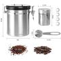Secura Coffee Canister, Airtight Stainless Steel Storage Containers for Coffee Tea Food with Scoop, Powder Shaker, 4 Extra Valves and 16 Stencils