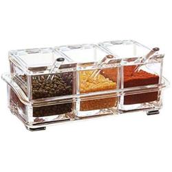 HEMFV Seasoning Rack Spice Pots - 3 Piece Sealed Acrylic Seasoning Box - Storage Container Condiment Jars - Cruet with Cover and Spoon