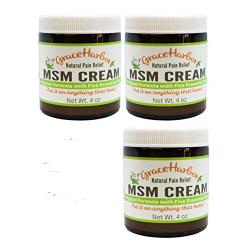 MSM Cream, 3 Four Ounce Jars (All With 5 Essential Oils)