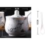 Ceramics Marbling Sugar Salt Pepper Storage Jar Seasoning Pot with Lid and Spoon