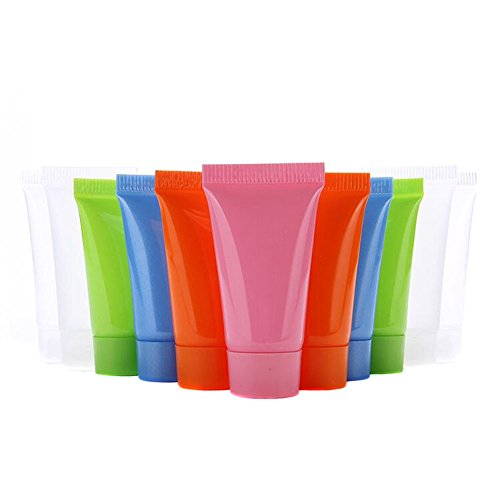 24 Stück 5ml Leere Kunststoff-Tube Behältnis Flasche Dose Behälter für Emulsion, Duschgel, Shampoo, Gesichtsreiniger (Farbe zufällig)