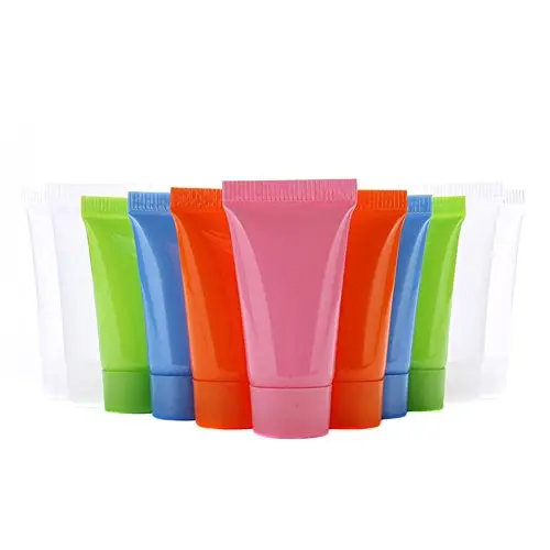 24Pcs 5ml Empty Plastic Soft Tube Sample Bottle Container Jar Pot Case Perfect for Emulsion Shower Gel Shampoo Facial Cleanser(Colour Random)
