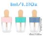 RONRONS 12 Pieces 8ML Pretty Popsicle Shaped Refillable Transparent Lip Gloss Tube Empty Lip Balm Container with Lid Rubber Inserts Samples Bottle DIY Makeup Lipgloss Holder Set, (Green, Pink, Blue)