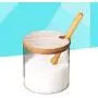 Glass Spice Condiment Jars Sugar Can Food Storage Containers with Bamboo Lid and Wooden Spoon for Serving Tea Coffee Spice Glass Spice Condiment Jars Sugar Can Food Storage Containers with Bamboo Lid and Wooden Spoon for Serving Tea Coffee Spice