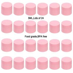 FAYERXL 5 Gram Pink Cosmetic Containers 24pcs Sample Jars Tiny Makeup Sample Containers DIY Jars with lids