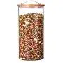 Contenant de Stockage en Verre Borosilicaté, Cylindre Transparent avec Couvercle en Bambou et Anneau de Joint en Silicone – Idéal pour les Aliments et les Boissons. Contenant de Stockage en Verre Borosilicaté, Cylindre Transparent avec Couvercle en Bambou et Anneau de Joint en Silicone – Idéal pour les Aliments et les Boissons.