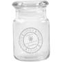 Clear Glass Herb Stash Jar with Lid 4.5 oz with Cannabis Stamp from Smoke Promos