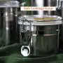 Kitchen Airtight Canisters Jars Set of 2, Stainless Steel Food Storage Containers with Clear Lids Locking Clamp,Pantry Organization and Storage for Tea Coffee Snacks Sugar Nuts (Color : Single)