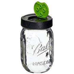 Ball Genuine 16 oz Mason Jar with Closable Shaker Lid Dispenser - for Herbs, Spices, Grated Cheese, Sprinkles, Nuts, etc! Includes Bonus Measurement Magnet