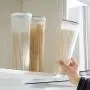 Contenants alimentaires étanches en plastique avec couvercle cylindrique rond long, contenants de stockage de céréales, réservoir de stockage de pâtes, gain de place, durables, esthétiques, bleu Contenants alimentaires étanches en plastique avec couvercle cylindrique rond long, contenants de stockage de céréales, réservoir de stockage de pâtes, gain de place, durables, esthétiques, bleu