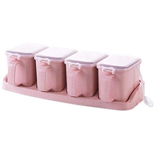 Koala Superstore Functional Seasoning Box Storage Container Condiment Jars, Pink