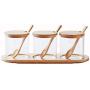 TNKML Glass Seasoning Jar Set Of 3 Kitchen Supplies Glass Seasoning Jar Salt Shaker Sugar Jar Storage Jar With Wooden Spoon Spice Container