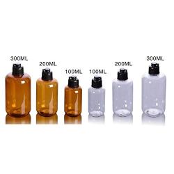 VASANA 100ml/3.4oz Empty Refill Plastic Squeeze Bottles with Black Flip Cap Cosmetic Makeup Essential Oil Water Shampoo Shower Gel Liquid Body SoapStorage Holder DIY Beauty Tool Pack of 2 (Clear)