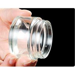 3PCS 5g/5ml/0.17oz Empty Refillable Transparent Glass Cream Jars Tins with Black Screw Cap Portable Travel Bottles Cosmetic Sample Storage Container Pot Holder for Eye Cream Gel Ointments