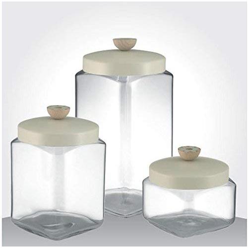 Italo Ottinetti Square Glass Jar Matte White Lid 0.5 Litre Aluminum, Metallic, One Size