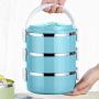 Thermos Food Jar Thermos 304 Stainless Food Flask,Leakproof Insulated Food Containers,Multi-storey,Portable Handle (Color : Green, Size : 2100ML)