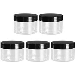 UPKOCH 5pcs Clear Plastic Jars Canisters Storage Jar Tank for Cosmetic Storage Dry Goods Creams and More 120ml 120ml (Black Cap)