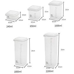 Airpow Clear Food Storage Containers | Square Plastic Jars with Lids Bulk Food Storage, Art Supplies, Cosmetics Milk Powder Space Saving (A-240ml)