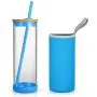 Verres en verre 24oz, Bouteille d'eau en verre, Bouchon en silicone, Support en bambou - Double paroi isotherme - BPA Free (Lot de 2)