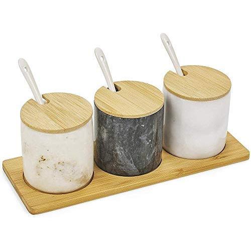 TNKML Ceramic Spice Jar Salt Can Sugar Bowl Kitchenware Spice Container With Spoon Ceramic Storage Tank Spice Jar