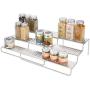 mDesign Adjustable, Expandable Kitchen Wire Metal Storage Cabinet, Cupboard, Food Pantry, Shelf Organizer Spice Bottle Rack Holder - 3 Level Storage - Up to 25" Wide - Satin