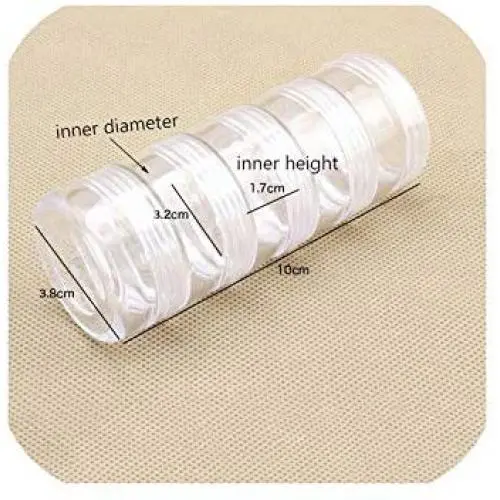 5 Layers Stacked Adjustable Clear Plastic Jar Mini Storage Bottles Container Pots For Nail Art Small Clear Balm Powder Can Tins,Clear