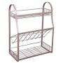 3 Tier Metal Kitchen Spice Rack Countertop Standing Corner Shelf, Pratical Simple Seasoning Organizer Jars Bottle Cans Storage Holder With Tilted Design for Easily Picking,13.6&quot6.9&quot16.9",Pink,BLack