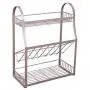 3 Tier Metal Kitchen Spice Rack Countertop Standing Corner Shelf, Pratical Simple Seasoning Organizer Jars Bottle Cans Storage Holder With Tilted Design for Easily Picking,13.6&quot6.9&quot16.9",Pink,BLack