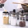 Seasoning tank With spoon, Chaukin Kitchen Supplies Glass Seasoning Bottle Salt Storage Box Spice Jar