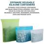 Zippware Reusable Silicone Containers, UPDATED CUP BPA Free Food Storage Bags for Sandwiches, Sous Vide, Lunch, Baby Food & Meal Prep, Microwave, Dishwasher & Freezer Safe (Green, Large 2 Pieces)