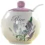 ländliche Village Retro Blumen Lavendel Keramik Zucker Schale Set Zuckerdispenser mit Deckel Löffel Salztopf Pfeffer Lagerbehälter Würze-Rastplatz Behälter für Küche