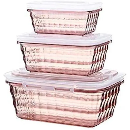 Bocal de Rangement Alimentaire pour Cuisine, Airtight, 3 Pièces, avec Couvercle - Idéal pour le Congélateur et le Lave-Vaisselle (Couleur : Rose) Bocal de Rangement Alimentaire pour Cuisine, Airtight, 3 Pièces, avec Couvercle - Idéal pour le Congélateur et le Lave-Vaisselle (Couleur : Rose)