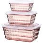 Kitchen Food Storage Jar Airtight Food Storage Plastic Food Container With Lid 3-Piece Set Food Storage Jar Kitchen For Freezer Dishwasher (Color : Pink)