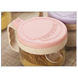 Kitchen Food Storage Jar Airtight Food Storage Kitchen glass jar moisture-proof home multi-purpose jam bottle cruet Kitchen Glass Spice Bottle Set (Color : Pink)