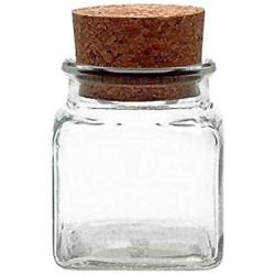 Viva Haushaltswaren 6 Glass Containers 150 ml with Cork Stoppers for Spices, Salt, Gifts, etc and Wooden Spice Scoop, Glass, 120 ml