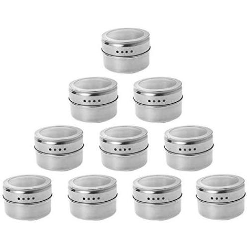 TOPBATHY 10 Pcs Magnetic Spice Tins,pice Storage Tins,Condiment Jar Set,Lid with Sift (Brightness)