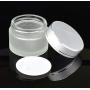 3Pcs 10ml/0.34oz Frosted Clear Glass Empty Refillable Cosmetic Jars with Silver Lid and Liner Facial Cream Lotion Cases Boxes Pots Tins Containers Dispense Sample Bottle for Cream Balm Storage