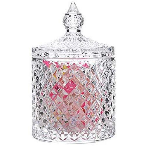 Onepine 300ml Glass Candy Chocolate Snack Jar, Crystal Glass Food Storage Jar with Lid