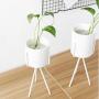 White Ceramic Plant Pot With Metal Frame Nordic Home Simple Decor Table Vase Chic Cosmetic Brush Storage Jar Chic Candle Can,01