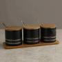 ZLDGYG Kitchen Canister Set - 3-Piece Coffee, Sugar, and Tea Storage Container Jars with Bamboo Lids, Kitchen Organizers, Black