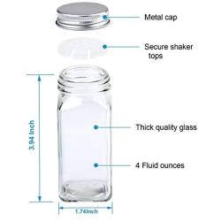 U-Pack 12 pieces of French Square Glass Spice Bottles 6 oz Spice Jars with  Silver Metal Lids, Shaker Tops, and Labels by U-Pack