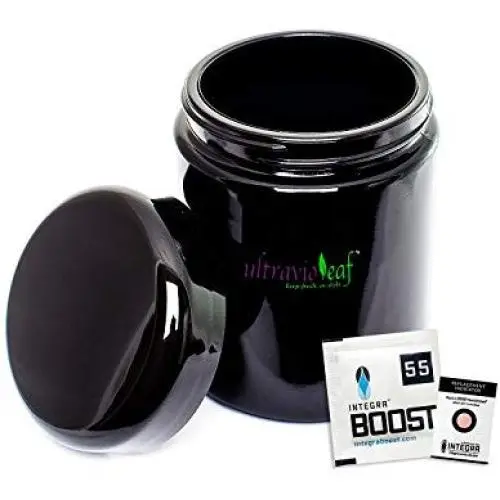 Ultraviolett Glas Kräuterdose 250 ml (8,5 fl oz) Hoher, Schwarzer Stash Behälter – Luftdicht, Airtight