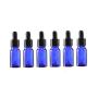 6Pcs Empty Refillable Blue Glass Essential Oil Dropper Bottles Makeup Cosmetic Sample Container Vial Pots With Glass Eye Dropper and Black Cap(10ml/0.34oz)