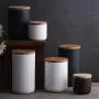 TNKML Ceramic Coffee Canister Airtight With Sealed Bamboo Lid 800Ml Kitchen Food Storage Jar Container For Tea Sugar Coffee Bean Nuts Grain 800Ml