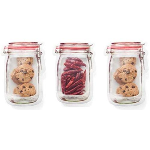 MINBB Sandwich Bags Mason Jar Shape Food Storage Bags Clear Plastic Bags,for Bring Out Food