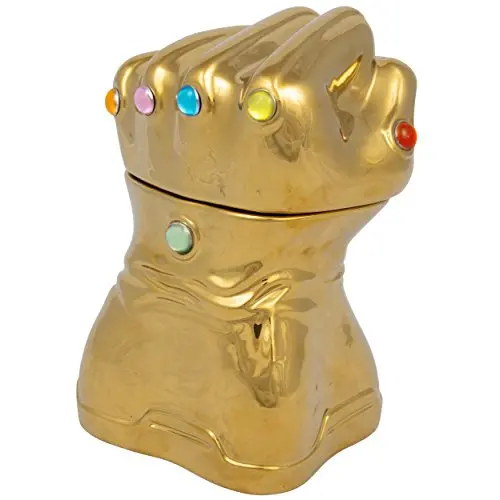 Bouteille à Biscuits Marvel Avengers Gauntlet de l'Infini - Or avec Accents des Pierres d'Infinité - Céramique - 23 cm de Hauteur