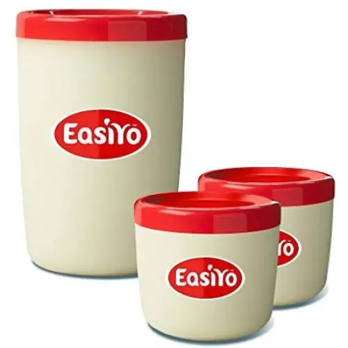EasiYo Joghurt-Bewahrungskaraffen und Lunchboxbehälter, Weiß mit Rotdeckel