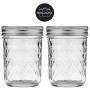 Ball Quilted Crystal Mason Jars Regular Mouth 8 oz Bundle with Non Slip Jar Opener- Set of 2 Mason Jars - Canning Glass Jars with Lids and Bands