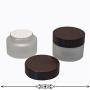 30G/50G Refillable Frosted Glass Cream Bottle Jars Pot Cosmetic Container with Wooden Lid and Liners (50G)