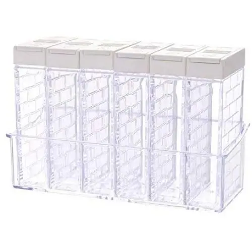 Ensemble de 6 Pots à Épices/Boîtes de Condiments de Cuisine, Bouteilles Transparentes pour Stockage de Sel, Poivre, Cumin, etc. Blanc Ensemble de 6 Pots à Épices/Boîtes de Condiments de Cuisine, Bouteilles Transparentes pour Stockage de Sel, Poivre, Cumin, etc. Blanc